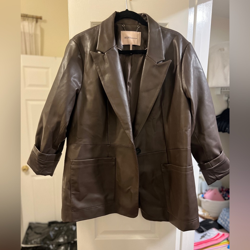 BCBGBrown Faux Leather Blazer